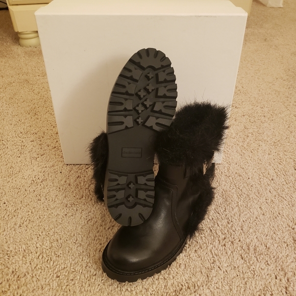 Charles David Reno Black Leather Faux Fur - Picture 3 of 7